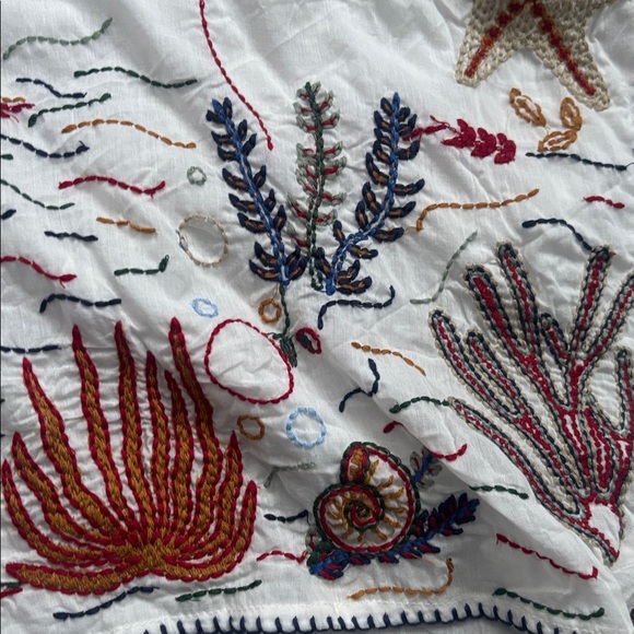 Zara | Multicolour Down by the Sea 100% Cotton Embroidered Kimono Sz Small - Picture 11 of 16